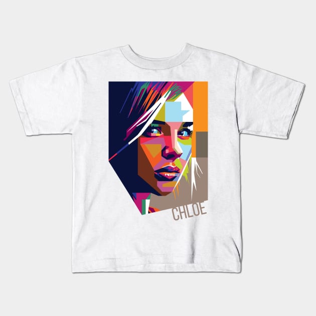 Chloë Grace Moretz Pop Art Kids T-Shirt by Laksana Ardie Store